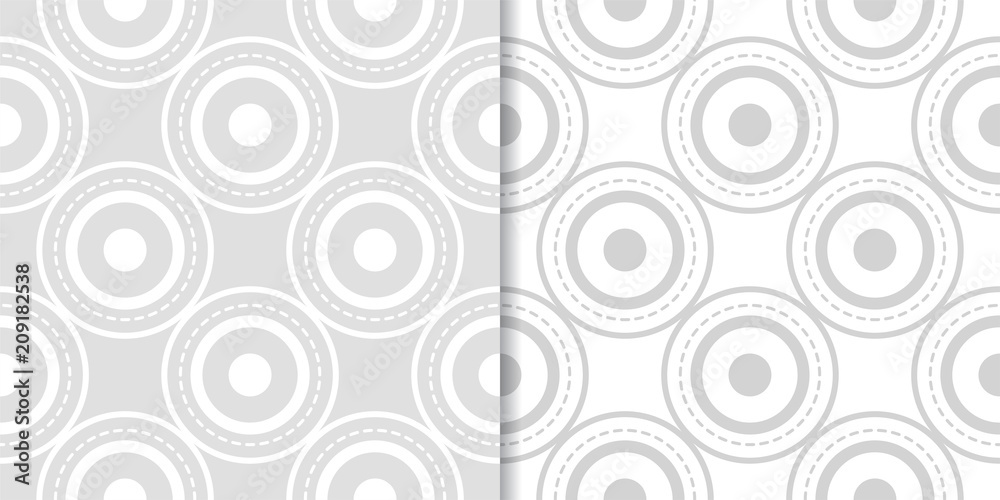 Fototapeta premium Light gray geometric prints. Set of seamless patterns