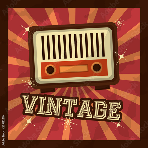 retro vintage music radio device classic vector illustration