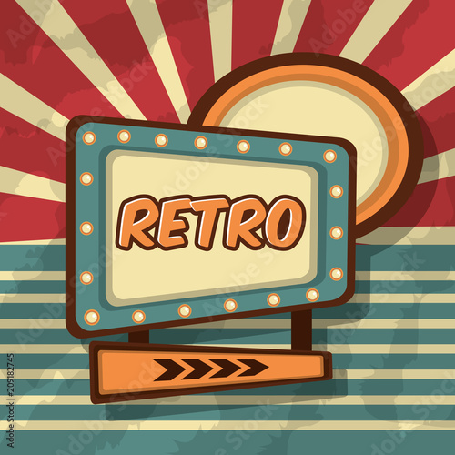 billboard advertise stripes background retro vintage vector illustration