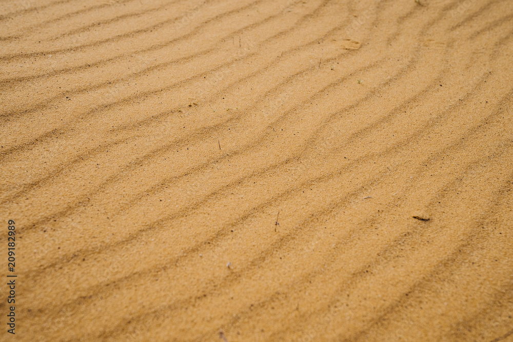 Waves in the sand in the desert close-up