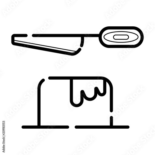 Butter and knife icon vector