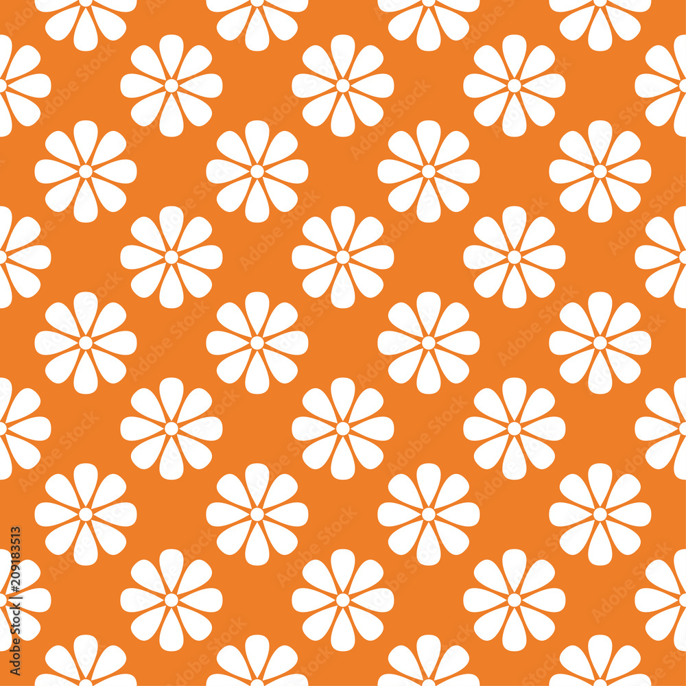 Orange bright floral seamless pattern