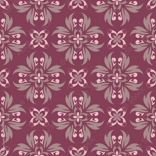 Purple red floral seamless pattern. Background with flower design elements