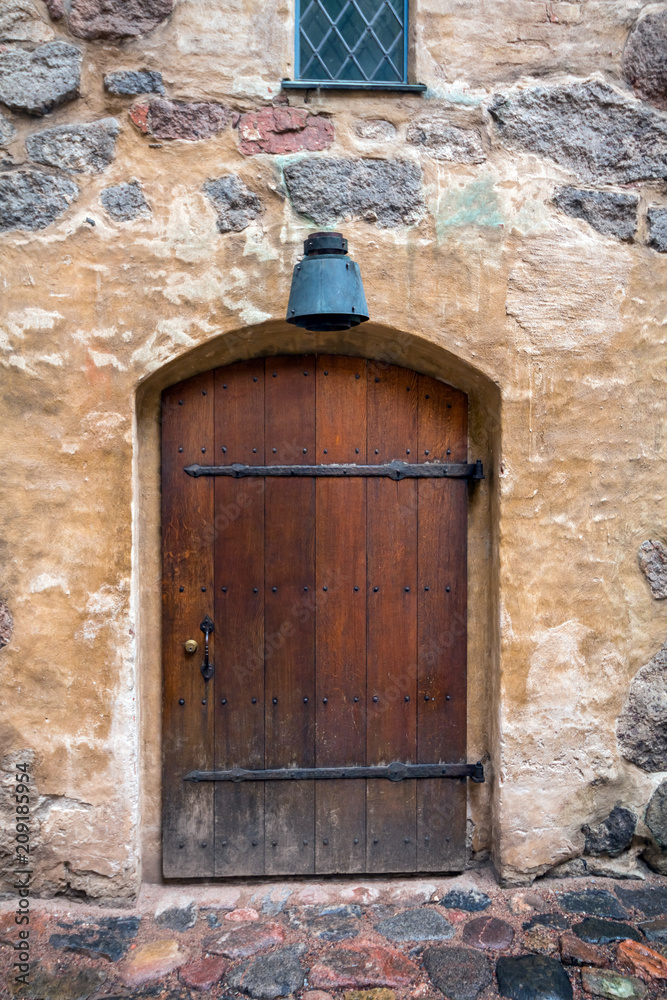 Old door in castle. Finland