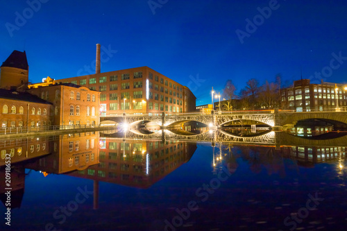 Industrial buildings in Tampere by night (Finland)