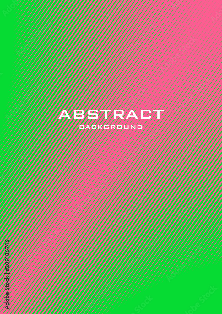 Vertical abstract background with striped halftone pattern in neon colors. Texture of gradient diagonal line ornament. Design template of flyer, banner, cover, poster in A4 size. Vector illustration.