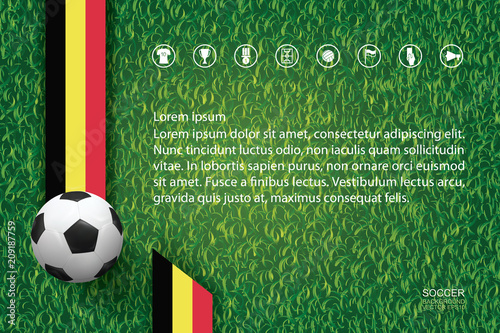 2018 world championship football cup background. National team image background with soccer football ball on green grass pattern and texture. Vector.