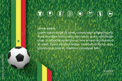 2018 world championship football cup background. National team image background with soccer football ball on green grass pattern and texture. Vector.