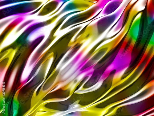 Abstract wavy glossy colorful shiny metallic background