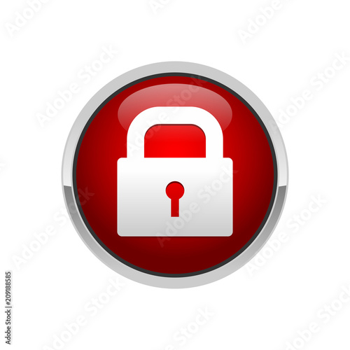 3D Padlock Red Button Security Locked Symbol Design