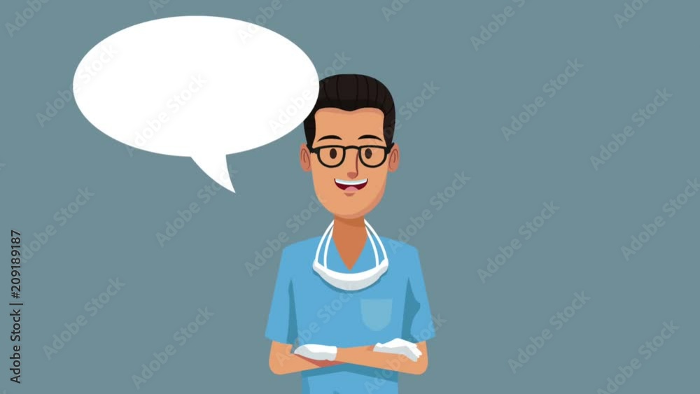 Dentist cartoon with blank bubble speech High Definition coloful animation scenes Dentist cartoon with blank bubble speech High Definition coloful animation scenes