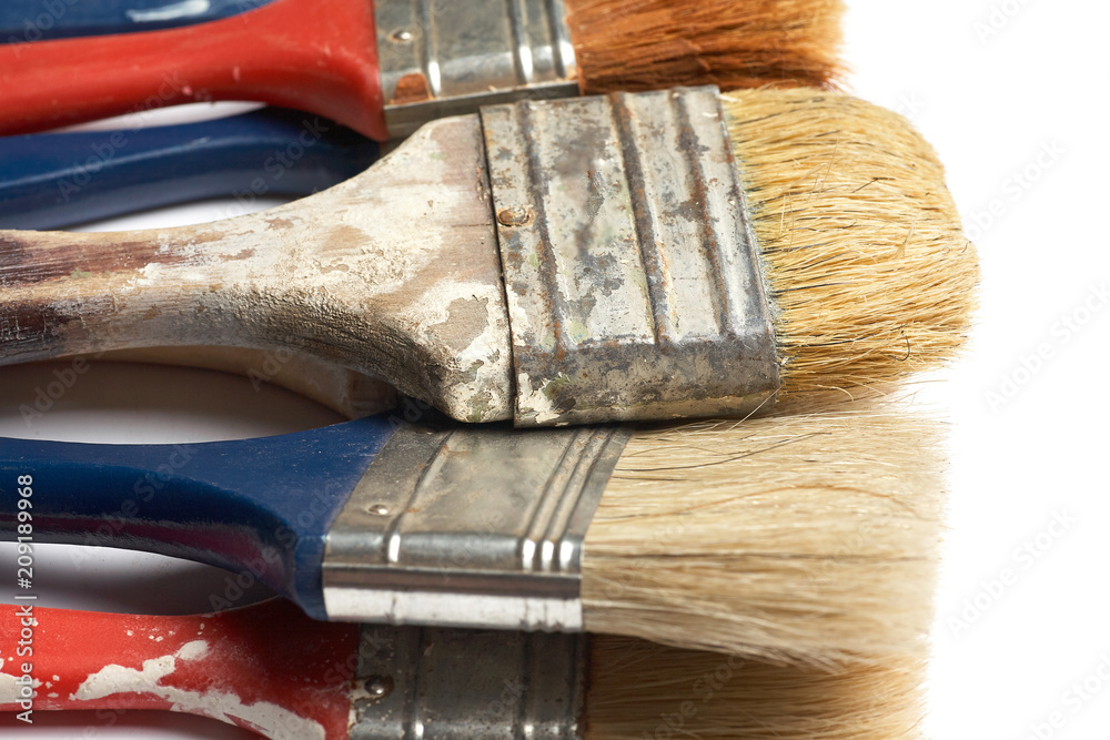 Old paint brush isolated on white background. Old paint brush isolated on white background.