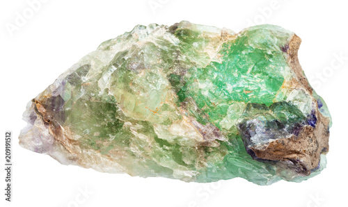 raw green Beryl crystals isolated
