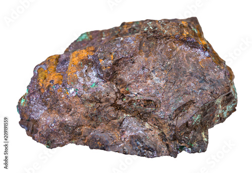 Cuprite and Malachite in Limonite mineral isolated