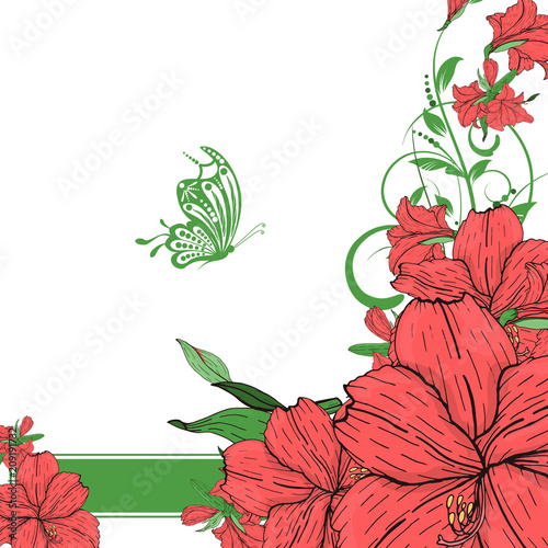 Vector flower invitation, save the date card 