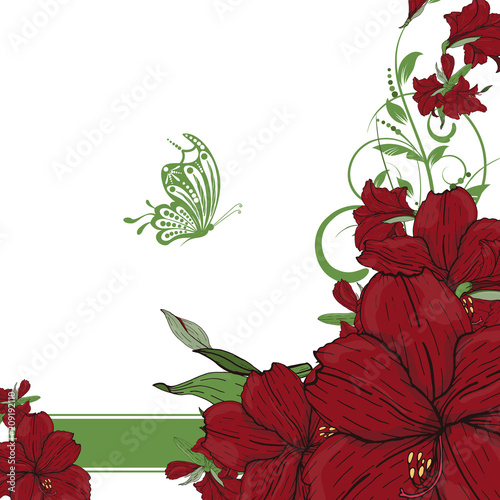 Vector flower invitation, save the date card 