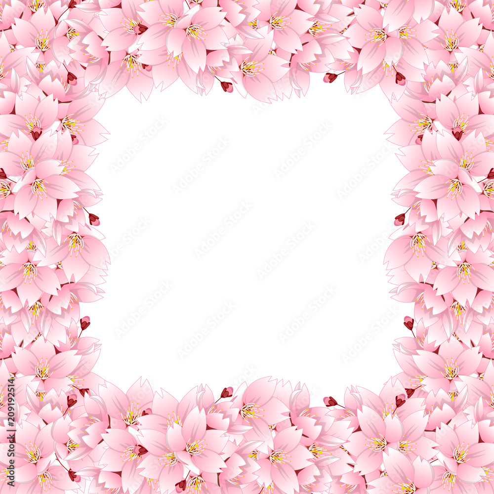 Sakura Cherry Blossom Flower Border Stock Vector | Adobe Stock