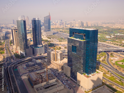 Panorama of the area with skyscrapers in Dubai. photo