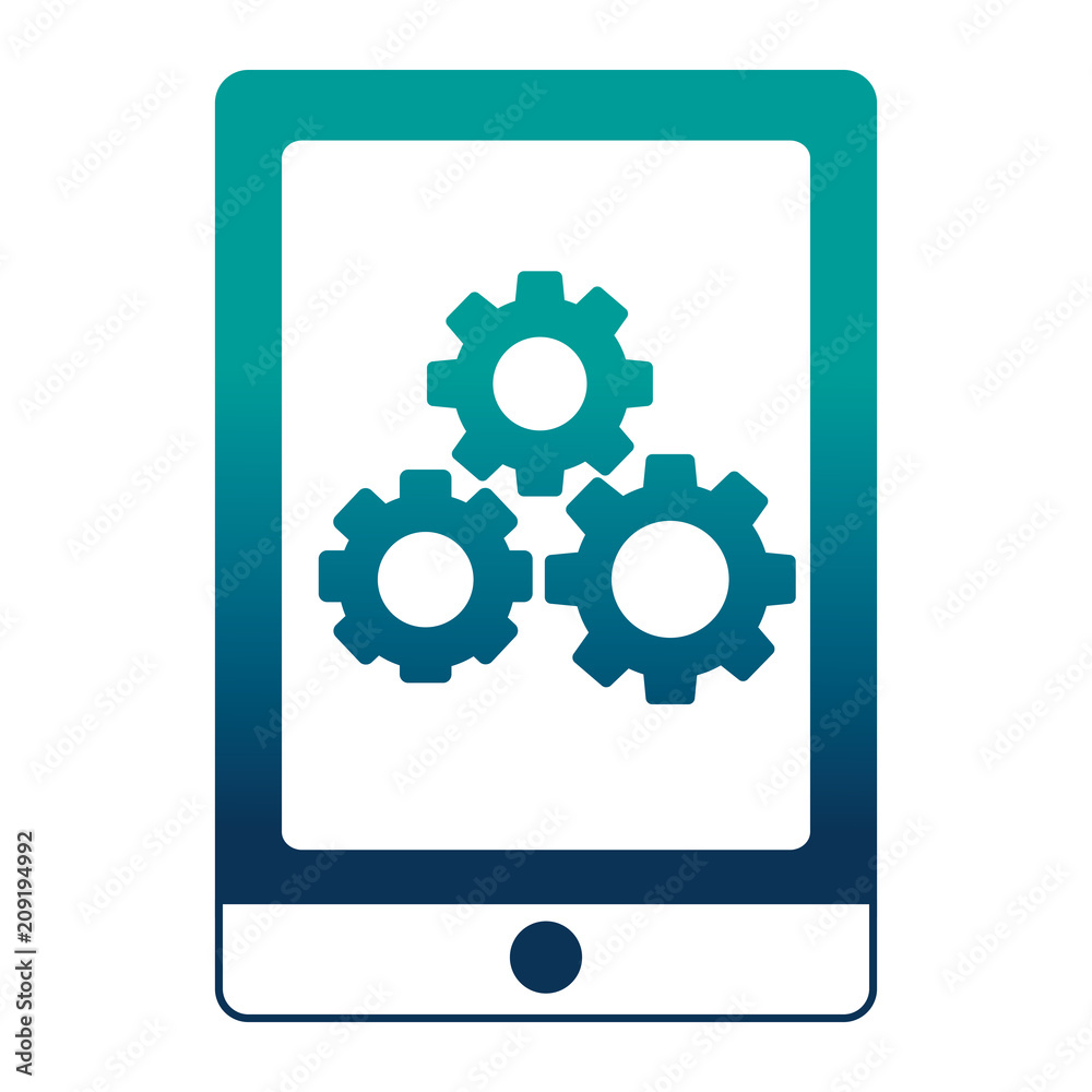 tablet device with gears isolated icon vector illustration design tablet device with gears isolated icon vector illustration design