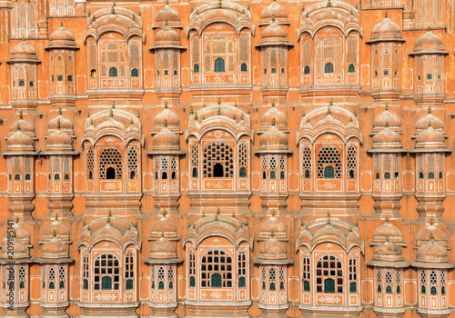 India, Rajasthan, Jaipur, detail of the Palace of Winds (Hawa Mahal) photo