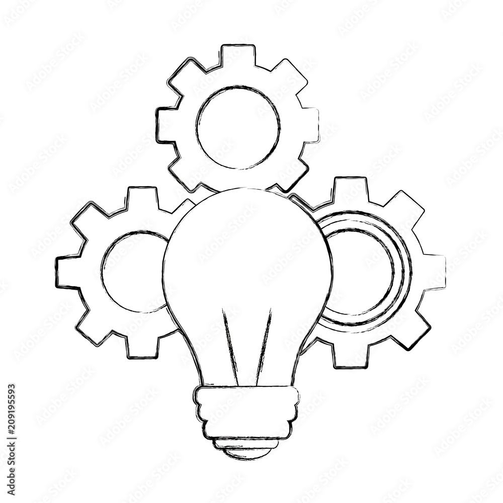 bulb idea creativity gears teamwork concept vector illustration sketch bulb idea creativity gears teamwork concept vector illustration sketch