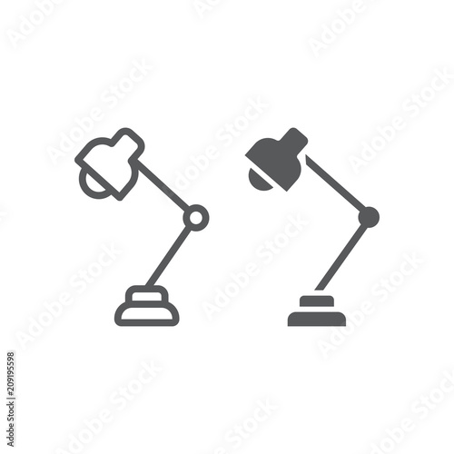 Reading lamp line and glyph icon, school and education, table light lamp sign vector graphics, a linear pattern on a white background, eps 10.