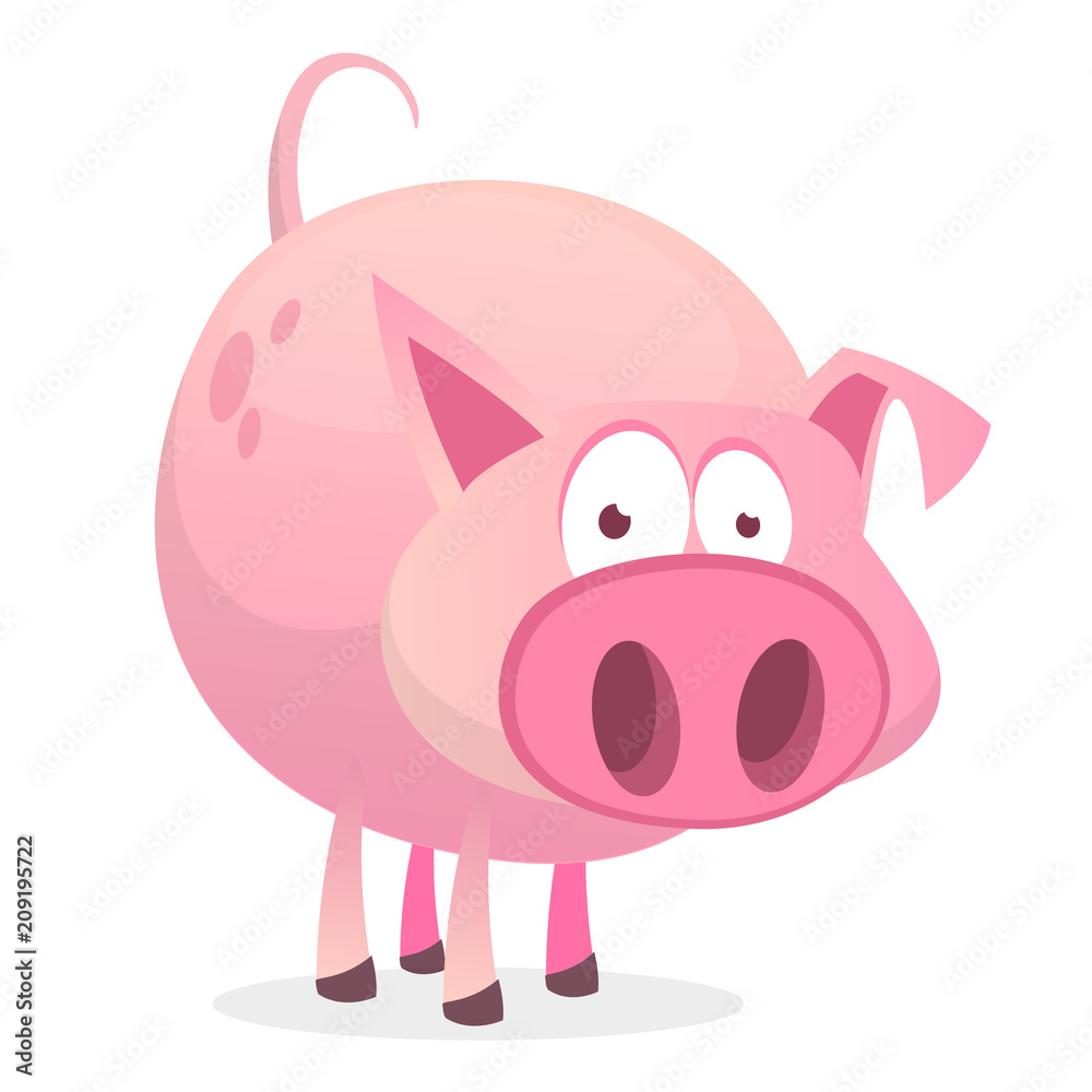 Vector illustration of cute pig cartoon isolated on white background. Design forstickers, print or children book Vector illustration of cute pig cartoon isolated on white background. Design forstickers, print or children book