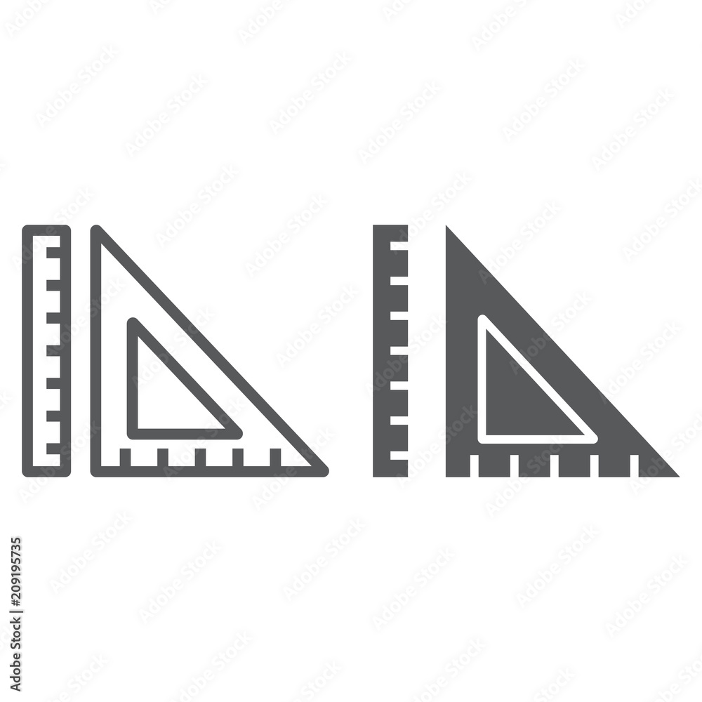 Geometry line and glyph icon, school and education, ruler sign vector graphics, a linear pattern on a white background, eps 10.