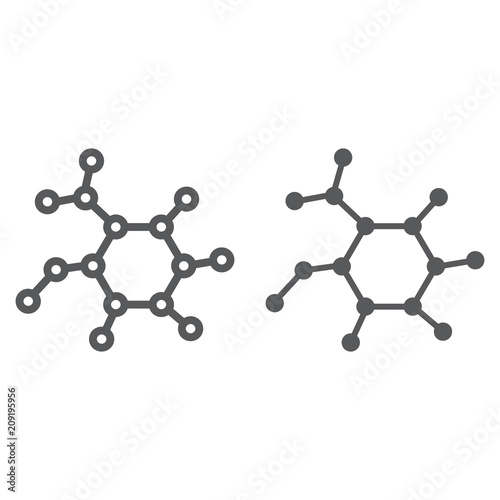 Molecule line and glyph icon, science and education, dna sign vector graphics, a linear pattern on a white background, eps 10.