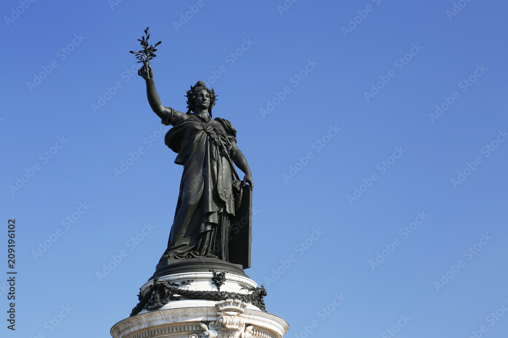 Paris. Place of the Republic. Monument with the republic. Paris. Place of the Republic. Monument with the republic.