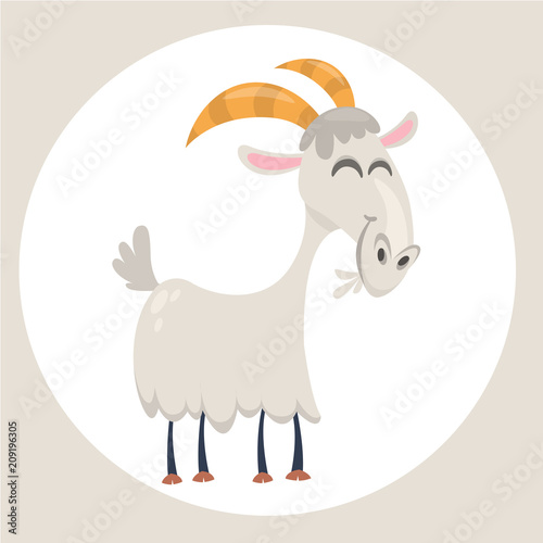 Happy cartoon goat. Vector clip art illustration with simple gradients