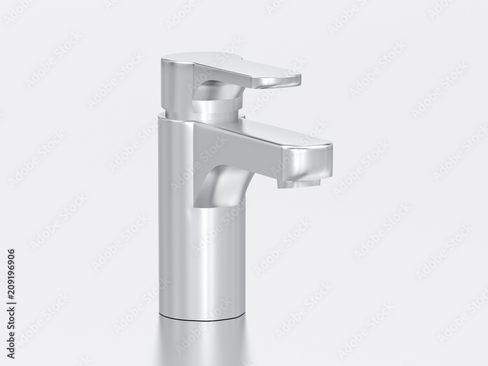 3D illustration white gold or silver faucet 3D illustration white gold or silver faucet