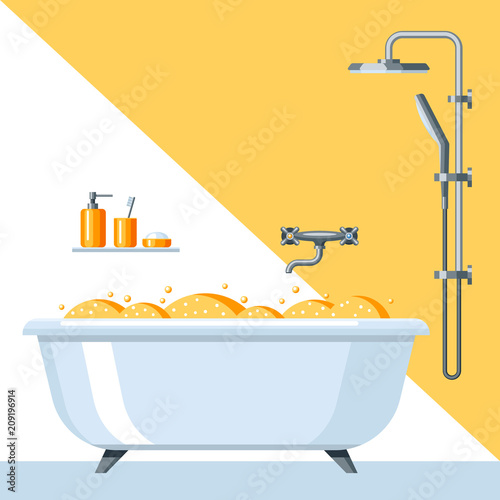 Illustration of bathroom interior.