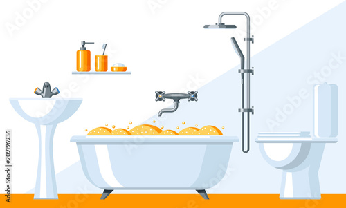 Illustration of bathroom interior.