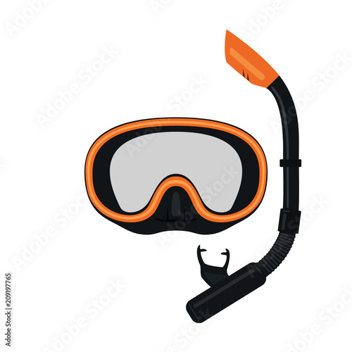 Collection for scuba diving or snorkeling. Scuba mask, snorkel. Abstract concept, set of icons. Vector illustration on white background.