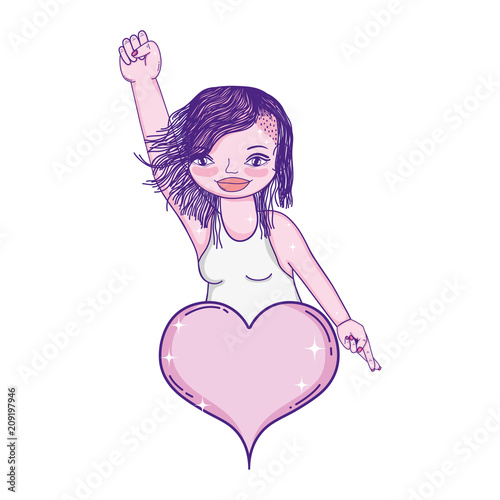 woman with oppose hand up and heart