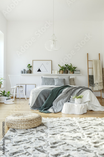 Pouf in modern bedroom interior