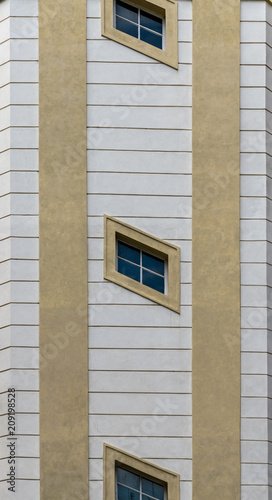 Crooked windows on the building
