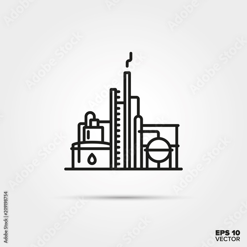 Oil refinery plant vector icon