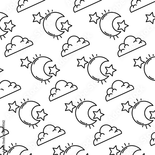 line moon sky with stars and cloud background