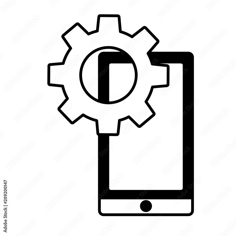 smartphone device with gear isolated icon vector illustration design smartphone device with gear isolated icon vector illustration design