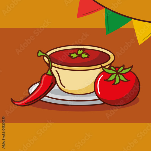 sauce chili peper and tomato condiment mexican food vector illustration