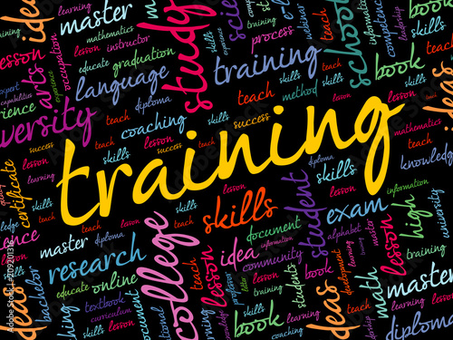 TRAINING word cloud collage, education concept background