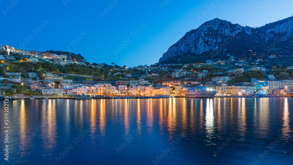 Marina Grande after sunset, Capri island, Italy