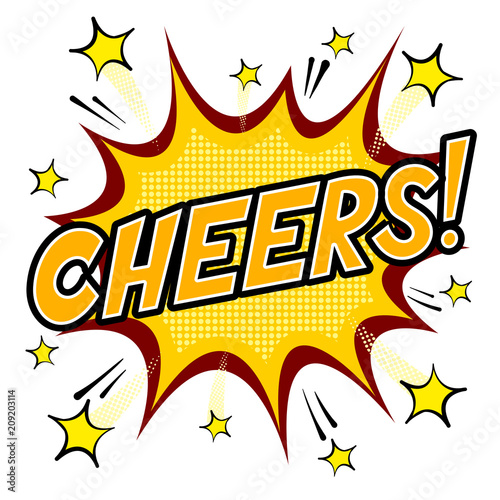 Cheers word comic book pop art vector illustration