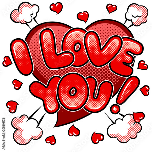 I love you words comic book pop art vector