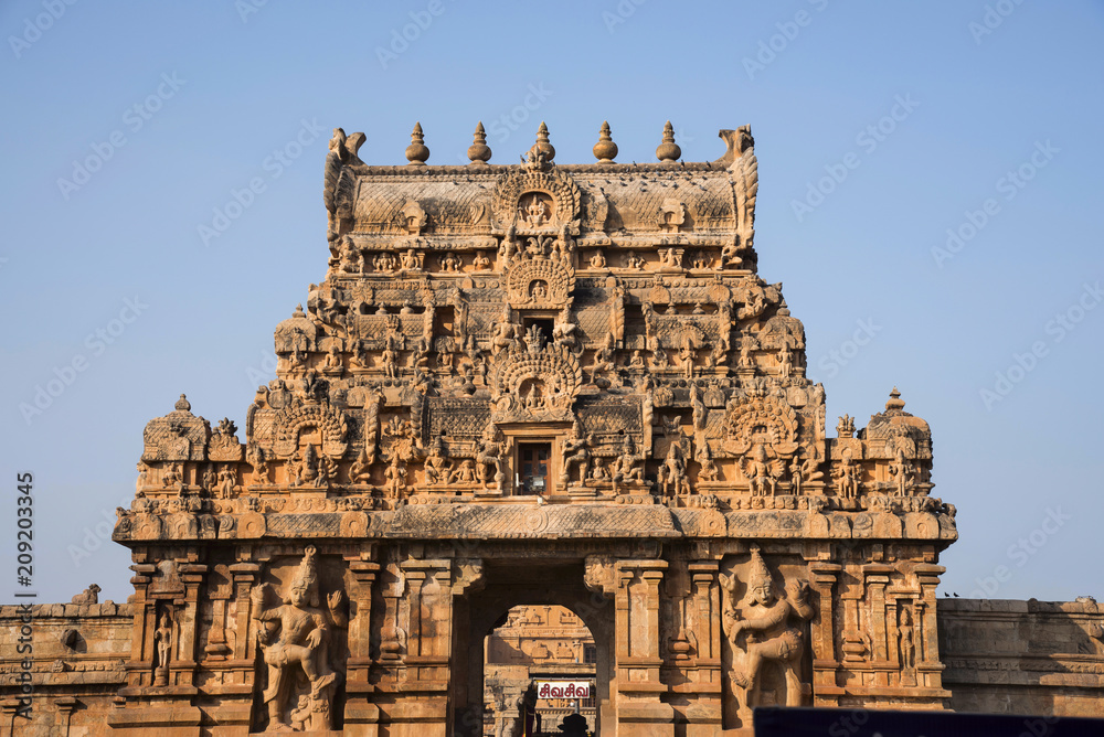 Entrance gate or Gopuram. Brihadishvara Temple, Thanjavur, Tamil Nadu