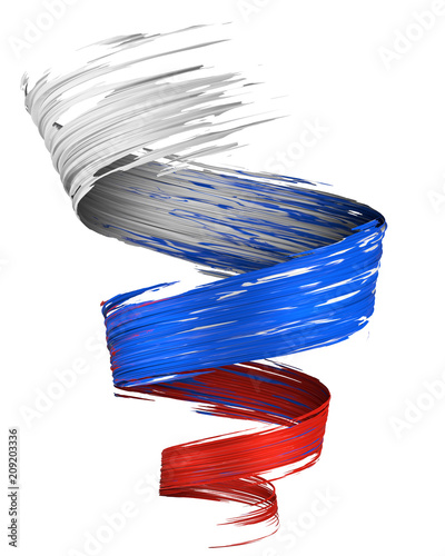Colorful 3D brush paint stroke swirl in Russa flag colors