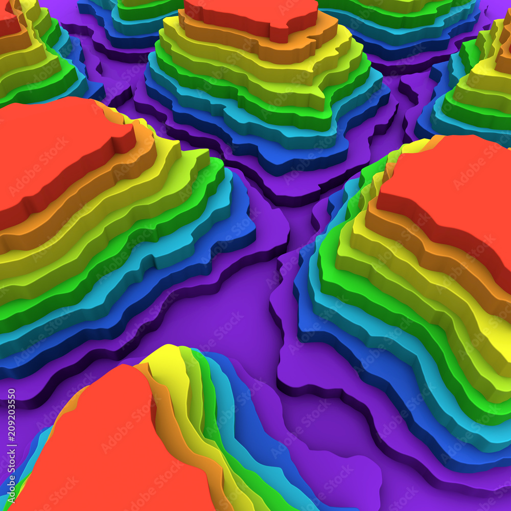 Colorful cut 3D topography levels background