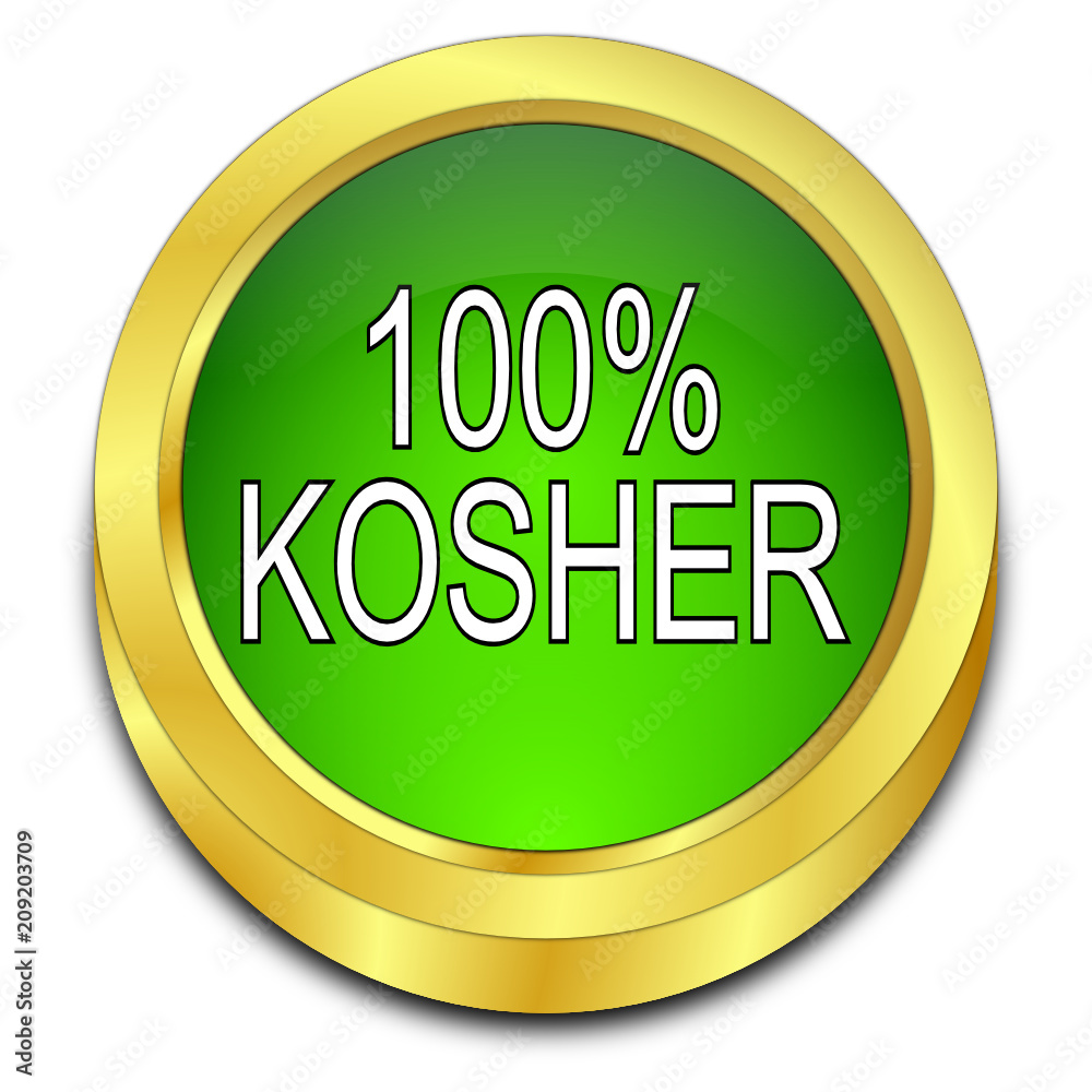 100% Kosher Button - 3D illustration 100% Kosher Button - 3D illustration